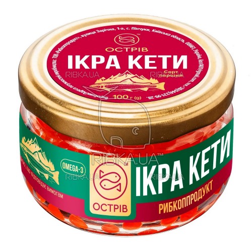 Ікра лососева кети Острів, 100г